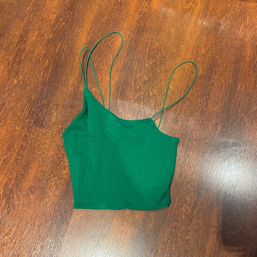 Zara Emerald Green Double-Strap Crop Camisole
